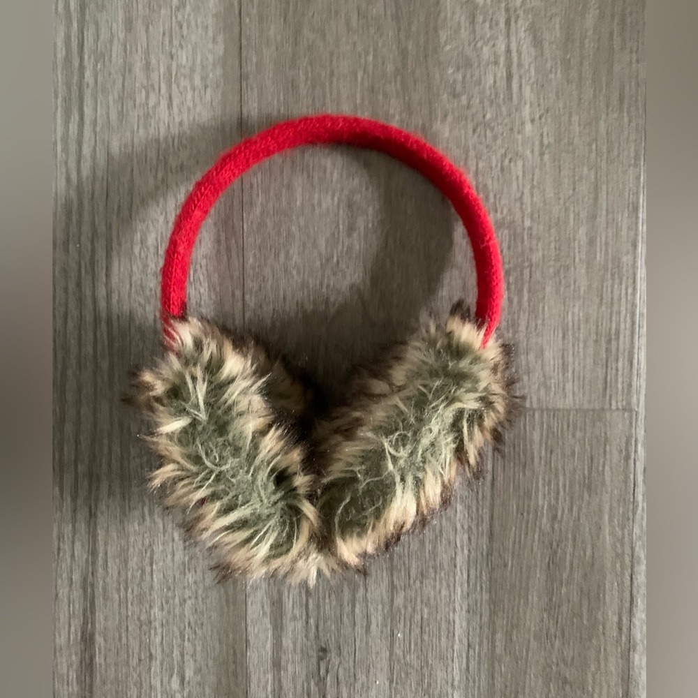 Warm Red Faux Fur Adjustable Ear Muffs